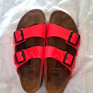 Birkenstock Vibrant Red Womens Arizona Sandals Size 40 , 9.5 ,9